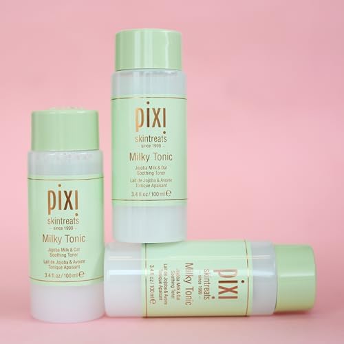 Pixi Milky Tonic, Calming & Hydrating Pads Containing Jojoba Milk, Infused with Oat Extract to Soothe, Alcohol-Free Daily Nourishing Toner, 3.4 fl oz/ 100 mL