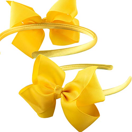 SIQUK 12 Pieces Headbands with Ribbon Bow for Girls, Hair Bow Boutique Grosgrain Headbands, 12 Colors
