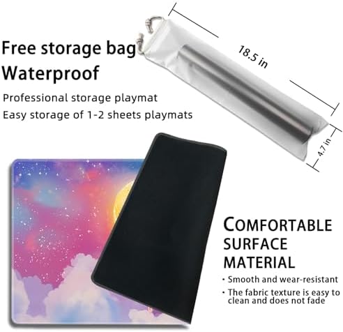 MTG Playmat Magic Card Playmat Game Mat,TCG & CCG Card Games Mat with Free Storage Bags Size 24 x 14 Inches (No with Zones,Moon)