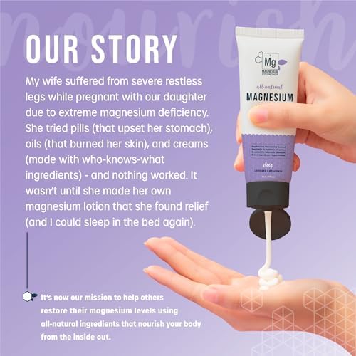 Melatonin + Lavender Magnesium Lotion | 250 mg Magnesium and 3 mg Melatonin per Teaspoon | 6 oz Bottle of Lavender Lotion