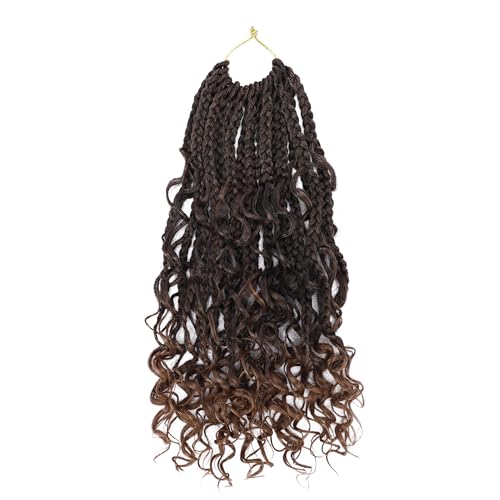 Goddess Box Braids Crochet Hair 10 Inch Bohemian Box Braids Crochet Hair with Curly Ends Boho 3X Synthetic Crochet Braiding Hair for Women (7 pack, 1b/30#)