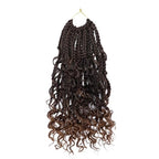 Goddess Box Braids Crochet Hair 10 Inch Bohemian Box Braids Crochet Hair with Curly Ends Boho 3X Synthetic Crochet Braiding Hair for Women (7 pack, 1b/30#)