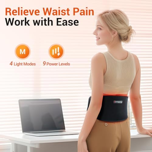 Comfytemp 5000mAh Portable Red Light Therapy Belt for Body, FSA HSA Eligible Near Infrared Light Therapy Wrap, 13W Cordless Flexible Light Wrap for Waist Belly Lower Back Joint Muscle Pain Relief