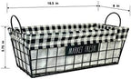 Rae Dunn ‘Market Fresh’ Metal Lined Basket - Rustic, Farmhouse, Vintage Style with Wire and Fabric - Storage Organizer for Kitchen, Pantry, Laundry Room, Closet, Nursery, Office - Cute Home Décor