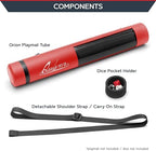 Quiver Time Red XL Orion Playmat Tube - TCG MtG Playmat Tube Case Bag with Waterproof Zipper, Hidden Dice Pocket, Adjustable Removable Shoulder Strap, See-Through Window, Fits 14" and 15" playmats