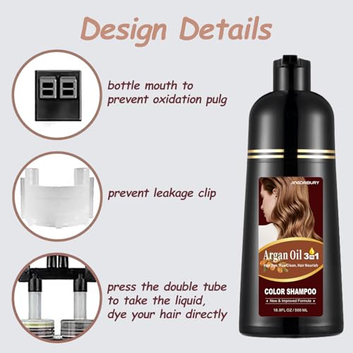Wine Red Hair Dye 16.9 Fl Oz, Argan Oil Wine Red Hair Shampoo, 3 in 1 Hair Dye Shampoo, Easy To Use, Semi-Permanent Hair Color Shampoo (Wine Red)