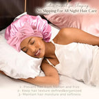 Yanibest Satin Bonnet Silk Bonnet for Sleeping Double Layer Ajustable Satin bonnet for Women Men for Curly Natural Hair with Tie Band