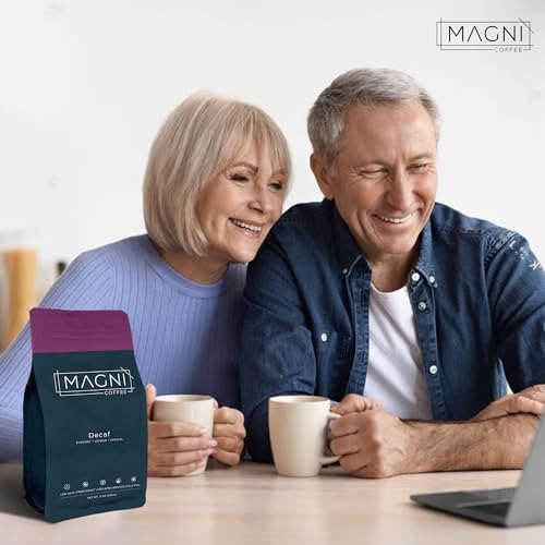 Magni Coffee - Ground - Decaf - Low Acid - Single Origin USDA Organic Non-GMO Beans Third Party Tested For Mycotoxins & Pesticides - Fair Trade -12 Oz