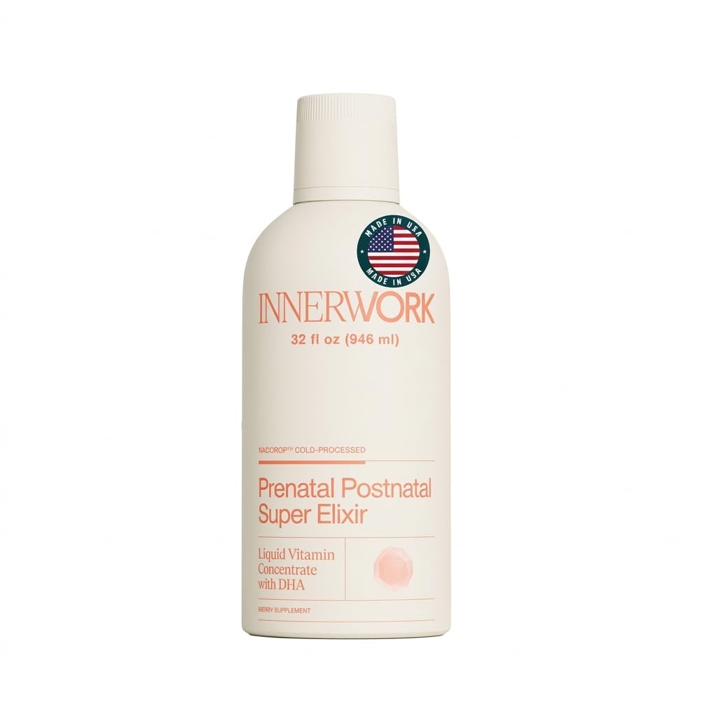 Innerwork Liquid Prenatal Vitamins for Women with DHA, Folate, Choline & B Complex – Prenatal & Postnatal Liquid Multivitamin for Pregnancy & Breastfeeding – Vegan, Sugar Free, Non GMO – 32 Oz
