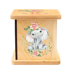 Wooden Piggy Bank for Kids and Adults, Personalized Gift Handmade in USA by BloomOwl, Custom Piggy Bank, Personalized Banks for Kids, Gifts for Baby Boys and Girls (Elephant- Coral)