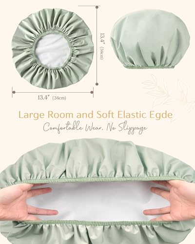 Yanibest Luxury Waterproof Shower Cap for Women, Reusable Double Layer Shower Cap, Non-Slip Shower Cap for Most Hair Types, One Size