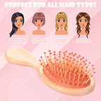 ANSLCA Bulk Mini Brush Set - 28 Pack: 14 Travel Mini Brushes + 14 Wide Detangling Mini Combs for Wet/Dry Hair (Stylish Colorful)