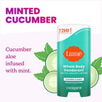 Lume Whole Body Deodorant - Invisible Cream Stick - 72 Hour Odor Control - Aluminum Free, Baking Soda Free, Skin Safe - 2.2 Ounce (Pack of 2) (Minted Cucumber)