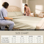 ClevaHome Twin Size Sheet Set - 4 Piece Soft Breathable Luxury Bed Sheet Set - Shrinkage & Fade Resistant Embroidered Bedding Sheet with Deep Pocket, 2 Extra Pillowcases (Twin, Oat Milk)