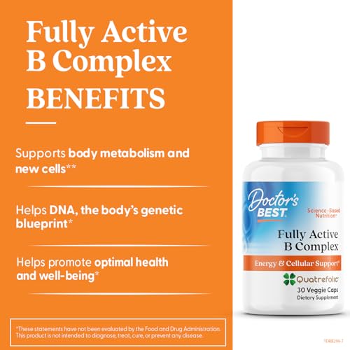 Doctor's BEST Fully Active B Complex, Energy & Cellular Support, Non-GMO, Gluten Free, Soy Free, Vegan 30 Veggie Caps,(Pack of 2)