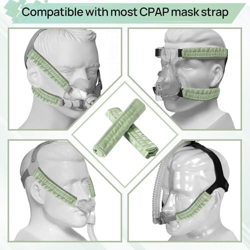 6 Packs Satin CPAP Strap Covers Soft, CPAP Mask Cushions, Breathable CPAP Strap Cushions, CPAP Hair Protector for Women and Man, Universal Silk CPAP Strap Covers for Reducing Red Marks (Light Green)