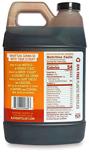 Award Winning Bulk Organic Date Syrup 5.8 lb - 100% Dates. Vegan, Paleo, Gluten-free & Kosher - Also Known As Silan, Date Honey & Date Nectar. No Preservatives Or Added Ingredients, Just Date Syrup.