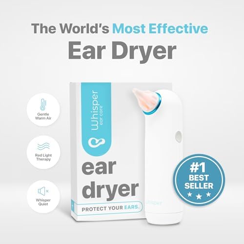 Ear Dryer | USA | Rechargable Ear Water Drying Aid with Red Light Therapy Delivers Gentle Warm Air to The Ear to Combat Annoying Swimmers Ear Infections as an Ear Fluid Remover
