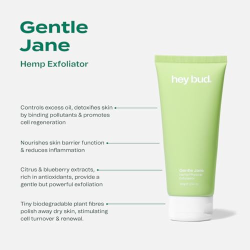 Hey Bud Skincare Gentle Jane, Hemp Exfoliator, Gently Smooths and Refines Skin, Vegan and Cruelty Free (3.52 oz)