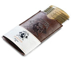 Sandalwood Handmade Beard Comb for Men - Premium Wooden Comb - Pocket Wood Comb in PU Leather Case