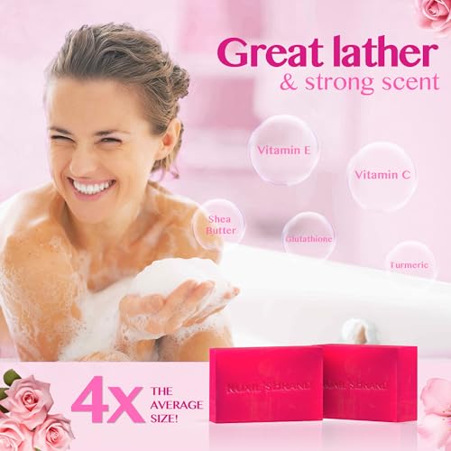 ROXIE'SBRAND Kojic Acid Dark Spot Remover Soap Bars with Vitamin C, Retinol, Turmeric - Original Japanese Complex Infused with Hyaluronic Acid, Shea Butter, Castile Olive Oil (2 x 3.52oz. Bars)