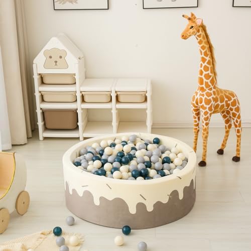 GOGOSO Ball Pit Balls for Toddler, Baby Plastic Playballs Kids Soft Pastel Pelotas Non-Toxic BPA-Free,Dark Green +Gray+White,100 Balls