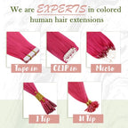RUNATURE Seamless Tape in Hair Extensions Human Hair 22 Inch 25g 10pcs Hot Pink Hair Extensions Tape Ins Skin Weft Invisible Tape in Real Hair Extensions for Women Full Ends Natural Remy Hair