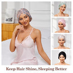 Adjustable Silk Satin Bonnet for Sleeping Hair Wrap, Double Layer Sleep Cap, Night Turban for Large Long Curly Braid Women Men Hair - Bohemia