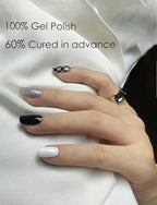 Semi Cured Gel Nail Strips | Check Glitter 20 pcs Semi Cured Gel Nails Sticker | Gel Nail Wraps UV for Home Nails DIY