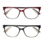 Foster Grant Women's Dakota 2-Pack Cat Eye Reading Glasses, Berry Fade, Blue/Teal Fade, 45 mm, 1.5 Diopters