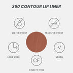 Wonderskin Lip Liner Pencil - 360 Contour Lipliner, Long Lasting, Sharpenable, Waterproof and Transfer-Proof Brown Lip Liner Pencil (Nutmeg)
