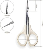 Eyebrow Scissors Self Care Tools Small Scissors for Facial, Nose, Eyebrow, Mustache, and Beard Hair Trimming & Grooming, Straight Edge, White Short Cap