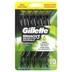 Gillette Mach3 Sensitive Razors for Men, Men’s Disposable Razors, Pivoting Head for Close and Comfortable Shave, 10 Count