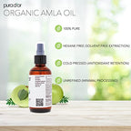 PURA D'OR 4 Oz ORGANIC Amla Oil, 100% Pure USDA Certified Premium Grade Oil, Cold Pressed, Unrefined, Extra Virgin, Indian Hair Care Oil, Hair Serum & Thickening Hair Product w/Pump for Women & Men