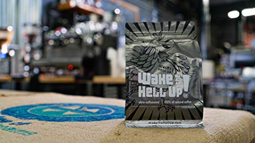 Wake The Hell Up! 12oz Ultra-Caffeinated Cannoli Ground Coffee, Low Acid, Medium-Dark Roast