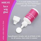 MIILYE Lace Glue for Wigs, Strong Hold Wig Glue for Front Lace Wig, Waterproof Sweat Proof Lace Front Wig Glue Bond Glue for Lace Wigs, Invisible Hair Glue for Wigs Bonding Adhesive, White