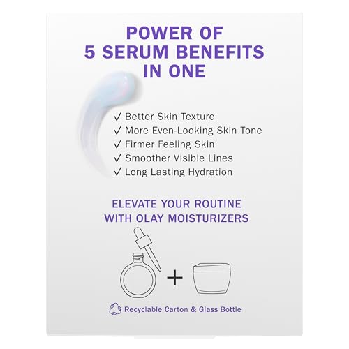 Olay Super Serum - Glow Serum for Face - Activated Niacinamide, Vitamin C & E, Collagen Peptide, AHA - 5-in-1 Benefits - Brightens, Hydrates, Smooths, Firms, Evens Tone, Proactive Anti-Aging, 1.7 Oz