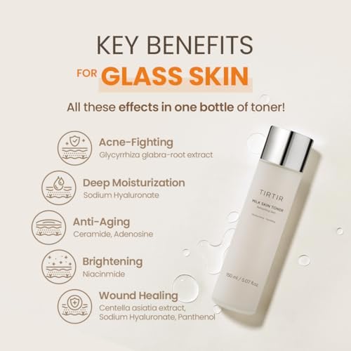 TIRTIR Daily Hydration Set - Milk Skin Toner + SOS Serum, Rice Bran Extract, Chamomile, Radiant Glow | Fragrance Free, Mineral Oil Free, Fungal Acne Safe…