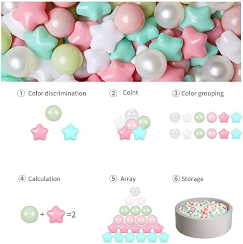 GOGOSO Ball Pits Balls for Toddlers Pack of 50 100 200 Plastics Shape Ball Non-Phthalate Non-BPA Non-Toxic 2.2-Inch Crush Proof Play Balls