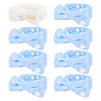 Semato Bachelorette Party Favor Set Bride Spa Headband Bride Headband and Bridesmaid Headband Skincare Headbands for Women Cute Bow Head Bands Party Supplies (1 bride+ 7 blue dot)