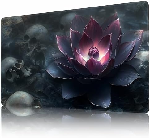 MTG Playmat Non-Slip Rubber Backing Printing Commander Board Game Desk Mat Duel Mat TCG PTCG Playmat 24x14 inches and Free Storage Bags (Black Lotus)