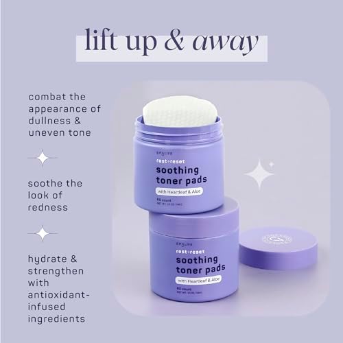 SpaLife Beauty Rest & Reset Toner Pads – for Uneven Skin Tone, Redness, Clogged Pores, Dehyrated Skin with Aloe, Heartleaf, & Purslane – Toner Pads for Face, Face Pads, Pre-Soaked Pads