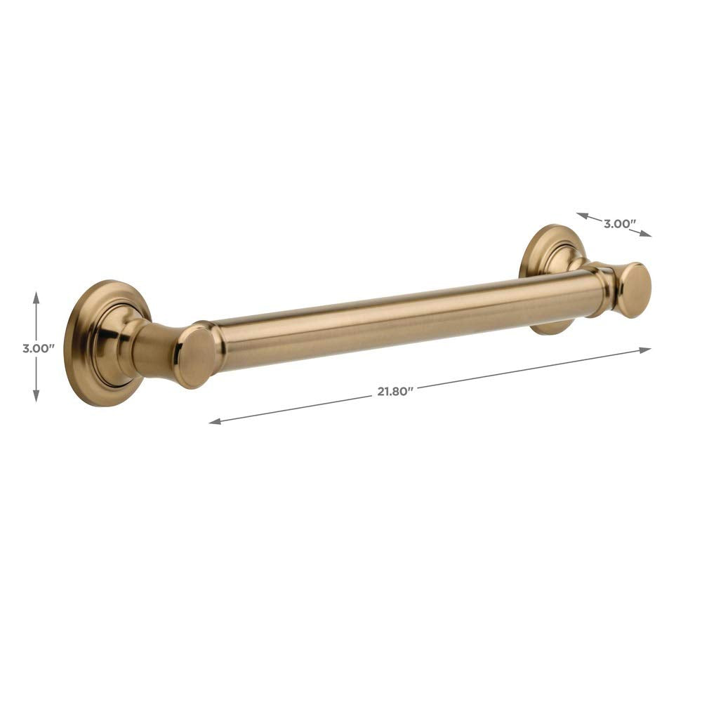 Delta Traditional (1-Pack) 18" Shower Grab Bar Seniors ADA Compliant Champagne Bronze 450 lb Capacity Bathroom Safety Handle for Shower, Bathtub | Wall Mounted Balance Assist, Grip Bar 41618-CZ