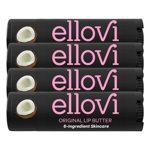 Natural Lip Butter Lip Balm - Original - Pure Enough to Eat - Made With Just 6 Vegan Ingredients - 100% Natural & Organic Moisturizing Lip Care for All Day Hydration (4-Pack)