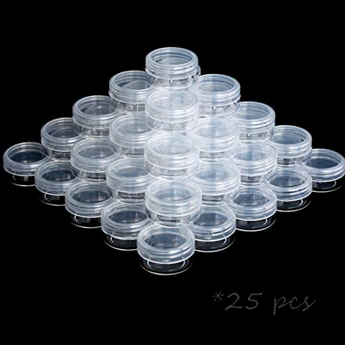 ZEJIA 3 Gram Sample Containers with Lids, 200 Count Tiny Sample Jars, 3ML Makeup Cosmetic Containers for Lip Balms, Lotion, Powder, Beauty Products(Clear Lids)
