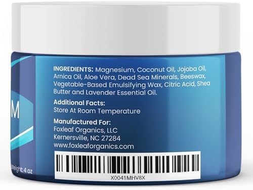 Magnesium Cream - Support for Sleep, Leg Cramps, Joint Support, & Muscle Soreness - Maximum Strength Magnesium Lotion with Arnica, Shea Butter, Lavender Essential Oil - Made in USA - 4oz