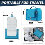 Buruis Large Capacity Toiletry Bag for Women and Men, Hanging Toiletry Organizer Cosmetics Makeup Bag, Water-resistant Dopp kit Shaving Bag for Full Sized Toiletries, Travel Essentials (Light Blue)