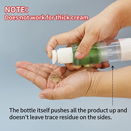 longway 3.4 Oz 100ml Clear Airless Cosmetic Cream Pump Bottle Travel Size Dispenser Refillable Containers for Foundation, Shampoo (Pack of 6)