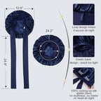 ZIMASILK 22 Momme 100% Mulberry Silk Bonnet for Sleeping Women Double Layer Silk Hair Wrap with Tie Band Stay On Head for Curly Hair Care (1Pc, Navyblue)