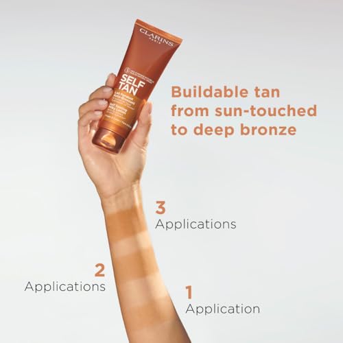 Clarins Self Tanning Milky Lotion | Self Tanner For Face and Body | Natural, Long-Lasting, Streak-Free, Sun-Kissed Glow and 24-Hour Hydration* | Non-Staining | Contains Glycerin | 4.2 Ounces
